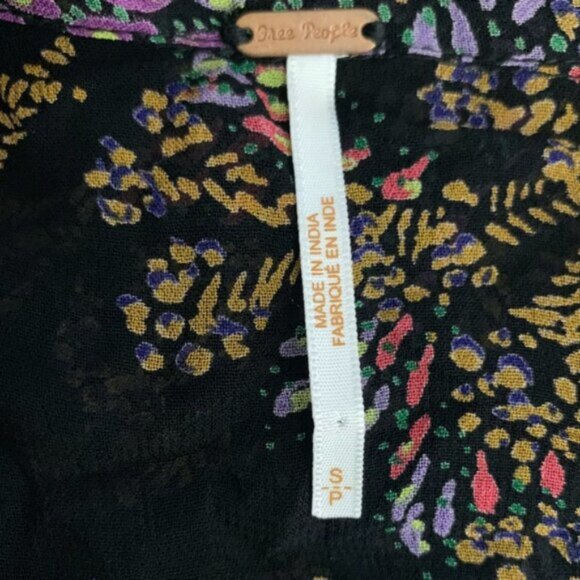 Free People Fake Pretend Black Print Long Sleeve Mini Dress - Picture 13 of 14